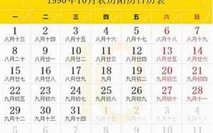 1990年农历(1990年农历阳历表对照)