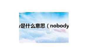 nobady(nobady是什么意思)