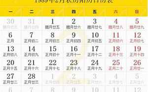 1989年农历(1989年农历阳历表)